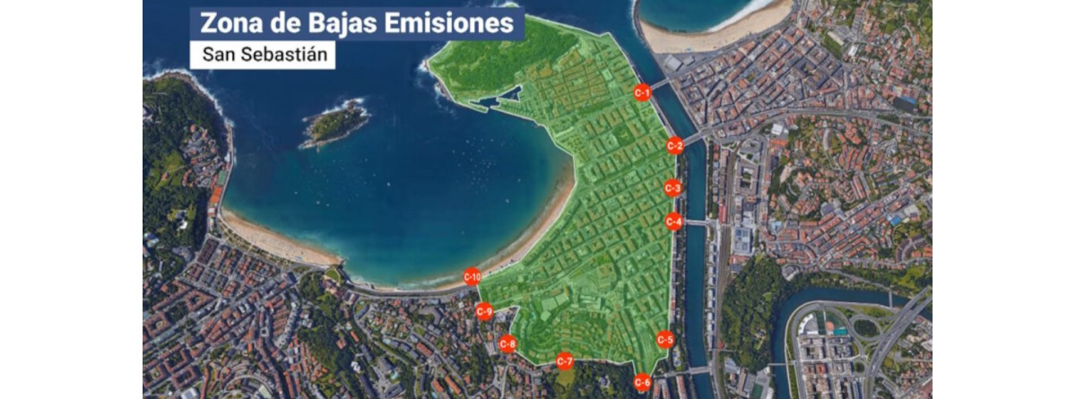  Mapa de la Zona de Bajas Emisiones (ZBE) en San Sebastian